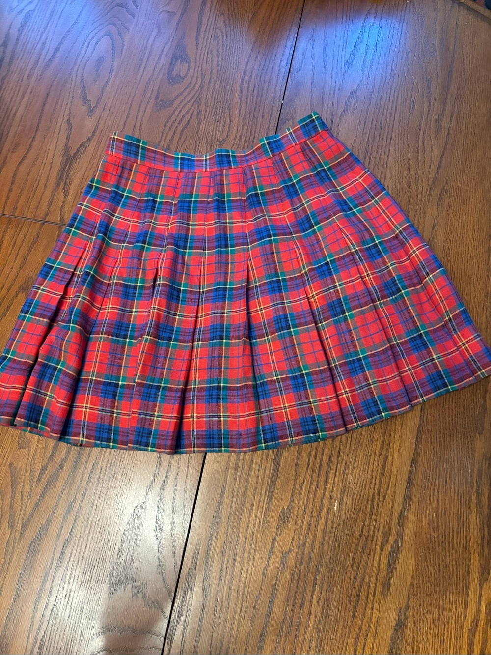 Vtg Talbots womens pleated plaid schoolgirl skirt tartan made in USA 8 10 M